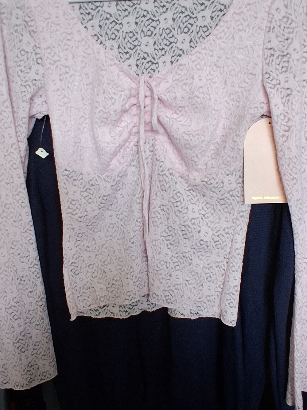 Coco & Shay Lace Tie-Front Blouse Pink Medium NWT